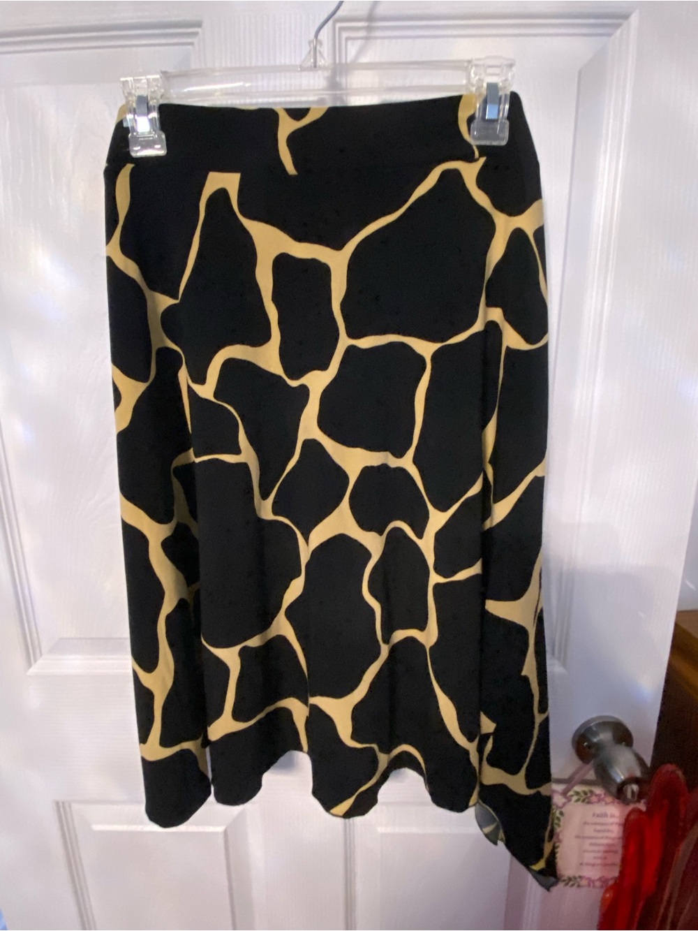 JohnPaulRichard Black Midi Skirt with Tan Abstract Print